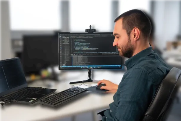 Myself at my desk writing code